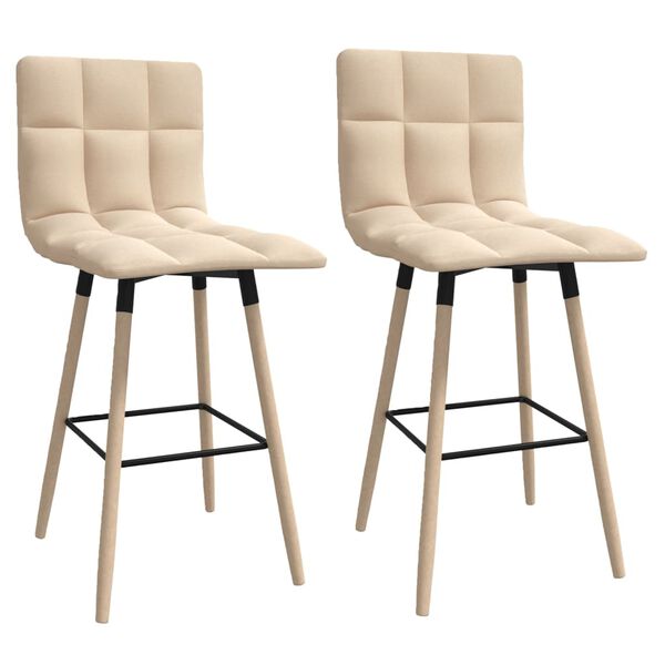 vidaXL Barkrukken 2 st stof crèmekleurig