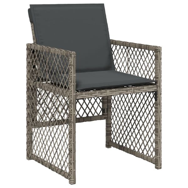 vidaXL Tuinstoelen 4 st met kussens poly rattan grijs