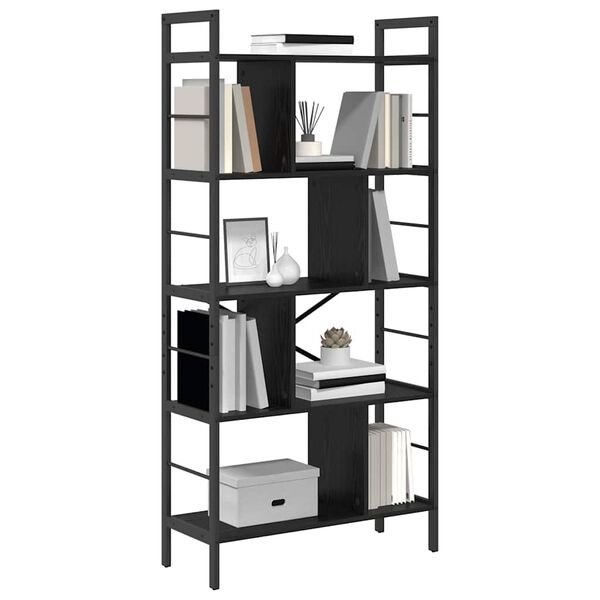 vidaXL Boekenkast Zwart Eiken 75 x 30 x 156 cm Bewerkt hout