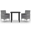 vidaXL 3-delige Tuinset met kussens poly rattan en glas