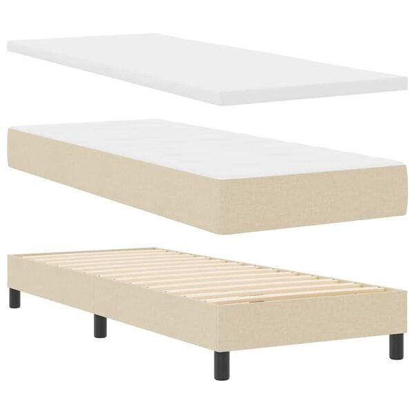 vidaXL Boxspringbed met matras Cr&egrave;me 200 x 80 cm Polyester
