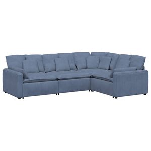 vidaXL Modulaire bank met kussens corduroy stof blauw