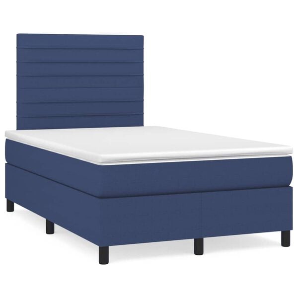 vidaXL Boxspring met matras stof blauw 120x190 cm