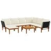 vidaXL 8 st Massief acaciahout & touw Naturel