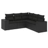 vidaXL 5-delige Loungeset met kussens poly rattan zwart