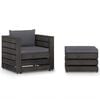 vidaXL 2-delige Loungeset met kussens grijs ge&iuml;mpregneerd hout