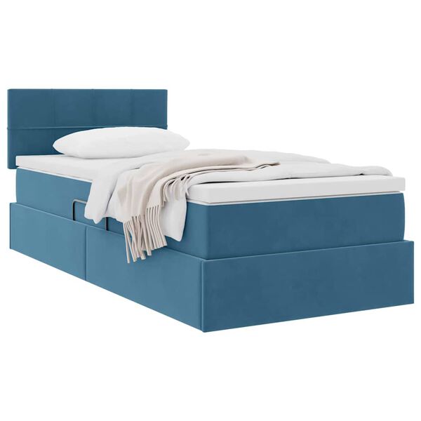 vidaXL Opslag bed met matras Donkerblauw 100 x 200 cm Fluweel