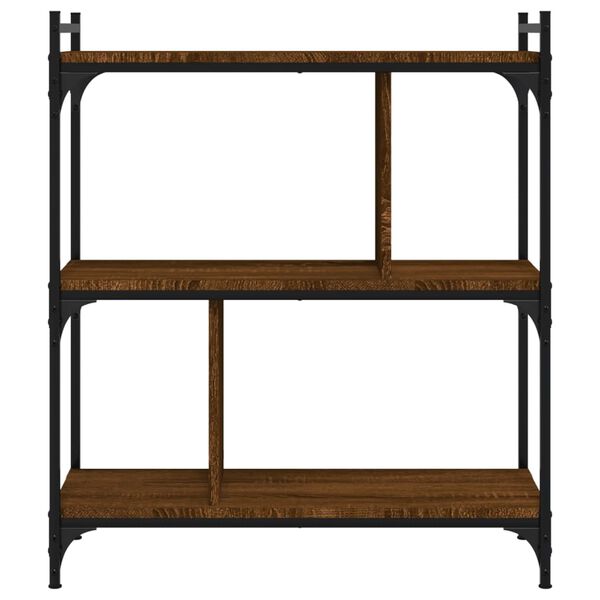 vidaXL Boekenkast 3-laags 76x32x88 cm bewerkt hout bruin eikenkleur