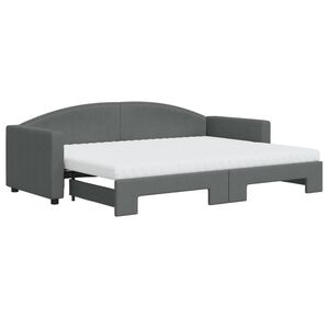 vidaXL Slaapbank onderschuifbed matrassen 80x200 cm stof donkergrijs