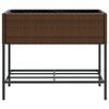 vidaXL Plantenbakken met schap 2 st 90x40x75 poly rattan bruin