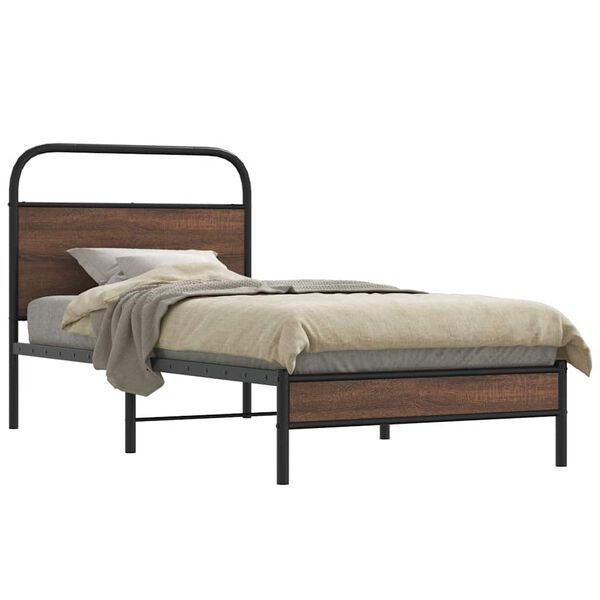 vidaXL Bedframe zonder matras bewerkt hout bruin eikenkleur 107x203 cm
