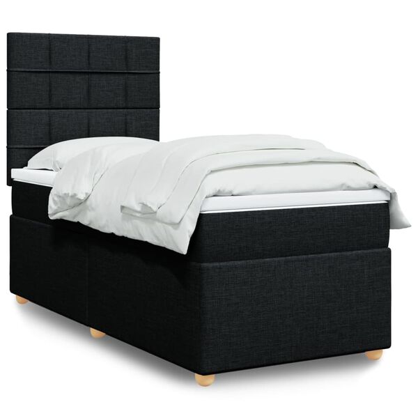 vidaXL Boxspring met matras stof zwart 90x190 cm