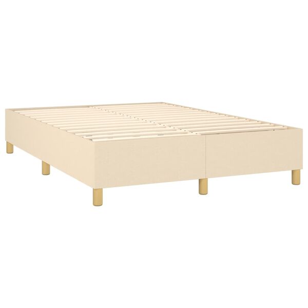 vidaXL Boxspring met matras stof cr&egrave;mekleurig 140x200 cm