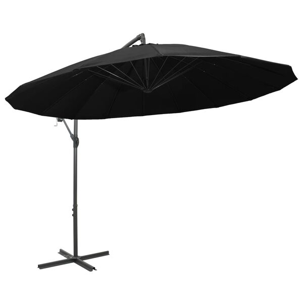 vidaXL Zweefparasol met aluminium paal 3 m zwart