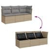 vidaXL Tuinbank 3-zits met kussens poly rattan beige
