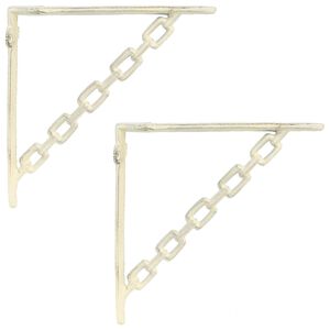 vidaXL Wandplank Beugels 2 st Antiek wit 21 x 21 x 3,5 cm Staal