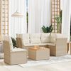 vidaXL 6-delige Loungeset met kussens poly rattan beige