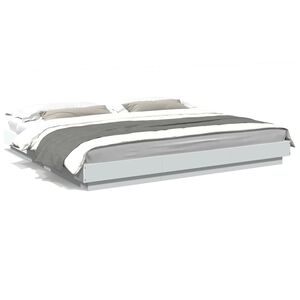 vidaXL Bedframe met LED-verlichting bewerkt hout wit 200x200 cm