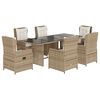 vidaXL 7-delige Tuinset met kussens poly rattan beige