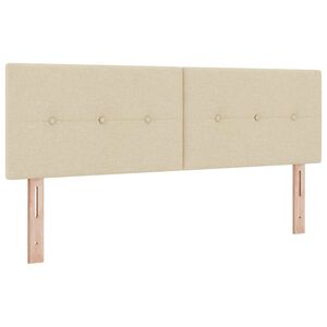 vidaXL LED Hoofdbord met LED-stripverlichting Cr&egrave;me 144 cm Stof