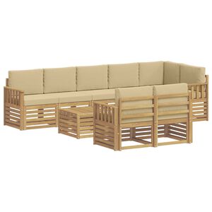 vidaXL Buiten bankenset 8 pcs Wit en Beige 59 x 59 x 37 cm Polyester
