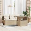 vidaXL Bankstel met kussen 5 pcs beige en cr&egrave;mekleurig poly rattan