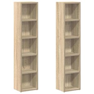 vidaXL Cd-kasten 2 st 21x16x93,5 spaanplaat sonoma eikenkleurig
