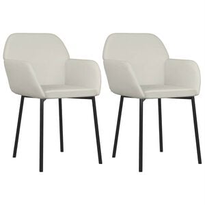 vidaXL Eetkamerstoelen 2 st fluweel cr&egrave;mekleurig