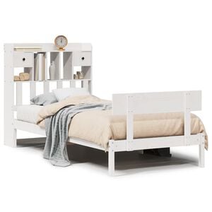 vidaXL Bed met boekenkast zonder matras grenenhout wit 90x190 cm