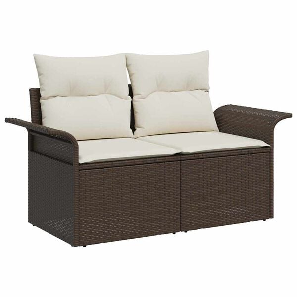 vidaXL Tuin Sofa Set met kussen 10 pcs Bruin Poly riet