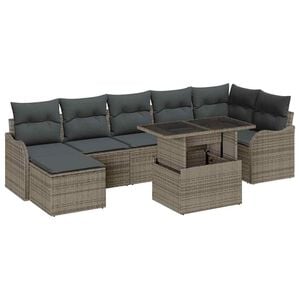 vidaXL Tuin Sofa Set met kussen 8 pcs Grijs Poly Rattan