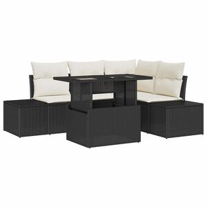 vidaXL Tuin Sofa Set met kussen met opslag 5 pcs Zwart poly rattan