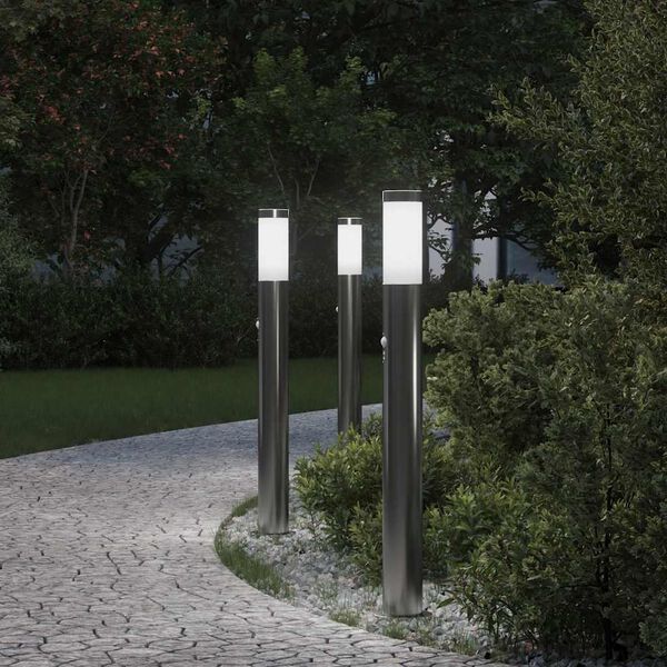 vidaXL Bolderverlichting met sensor 3 stuks 80 cm RVS IP44