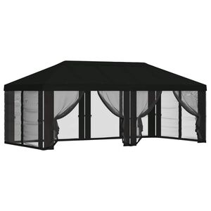 vidaXL Gazebo Hoes met Zijwanden 6 x 3 m Zwart Polyester 190