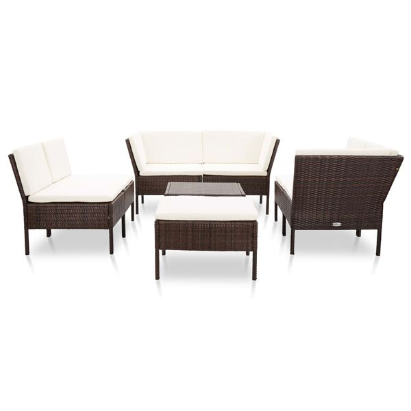 vidaXL 8-delige Loungeset met kussens poly rattan bruin