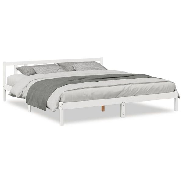 vidaXL Bedframe extra lang zonder matras grenenhout wit 180x220 cm