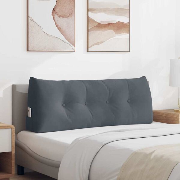 vidaXL Rugkussen Donkergrijs 120 x 24 x 50 cm Fluweel