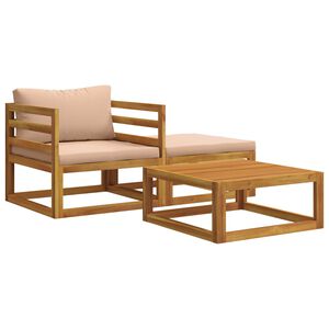vidaXL Modulaire bankset met kussens 3 st 2-zits Massief Acaciahout