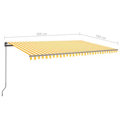vidaXL Luifel automatisch uittrekbaar met palen 5x3,5 m geel en wit