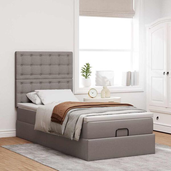 vidaXL Ottoman bed met matras 80x200cm stof taupe