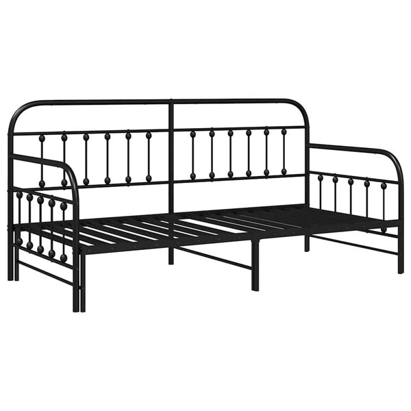 vidaXL Bedframe voor een daybed Zwart 90 x 200 cm Gepoedercoat staal