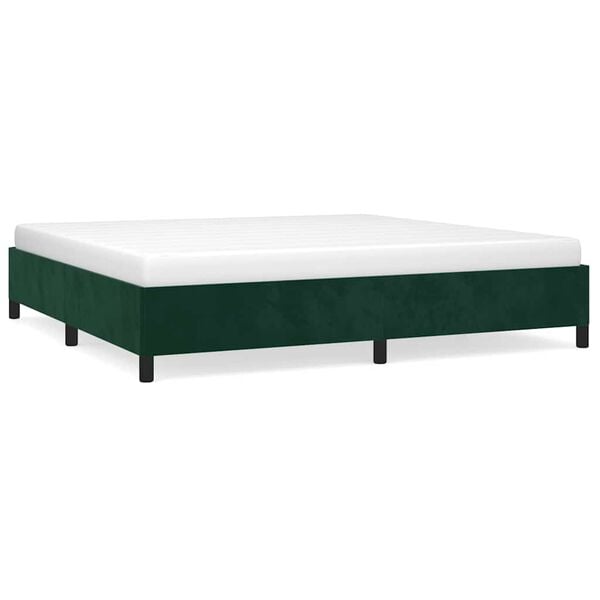 vidaXL Bedframe zonder matras 200x200 cm fluweel donkergroen