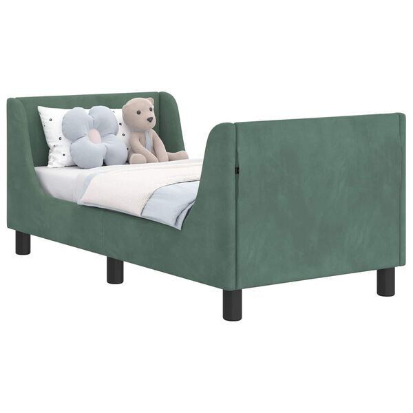 vidaXL Peuterbedframe met hoofdbord Zeegroen 70 x 140 cm Fluweel