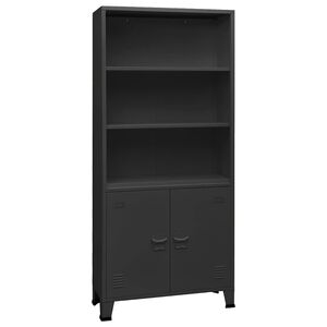 vidaXL Boekenkast industrieel 80x32x180 cm staal antracietkleurig