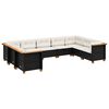 vidaXL 9-delige Loungeset met kussens poly rattan zwart