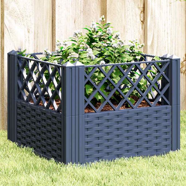 vidaXL Plantenbak met pinnen 43,5x43,5x43,5 cm polypropeen blauwgrijs
