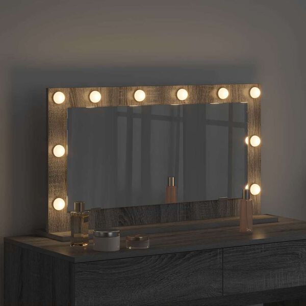 vidaXL Schmink Spiegel met spiegel Grijs Sonoma 80 x 45 x 18 cm