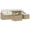 vidaXL Tuin Sofa Set 6 st Beige en Cr&egrave;me poly rattan