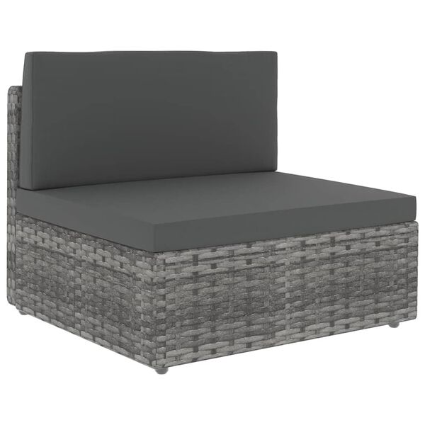 vidaXL 10-delige Loungeset met kussens poly rattan grijs