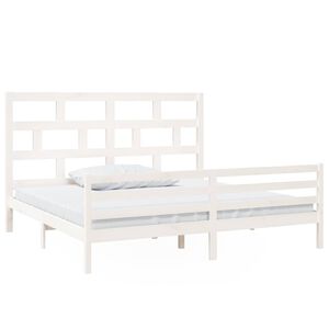vidaXL Bedframe massief grenenhout wit 200x200 cm